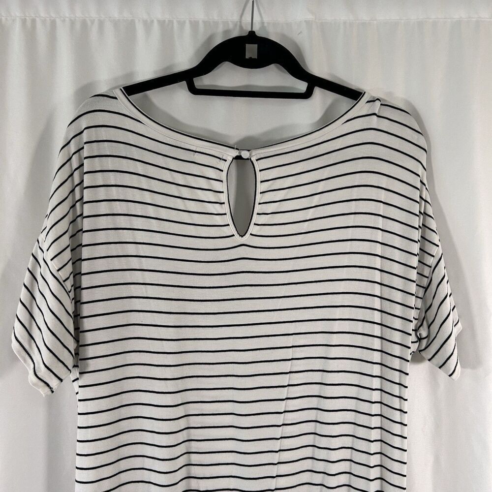 J. Crew Romper Women's Large White Blue Striped Short Sleeve Round Neck Pockets - Picture 8 of 9